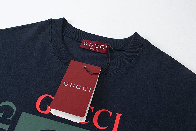 140 古驰/Gucci 夏季新品 经典字母拼色印花圆领短袖T恤