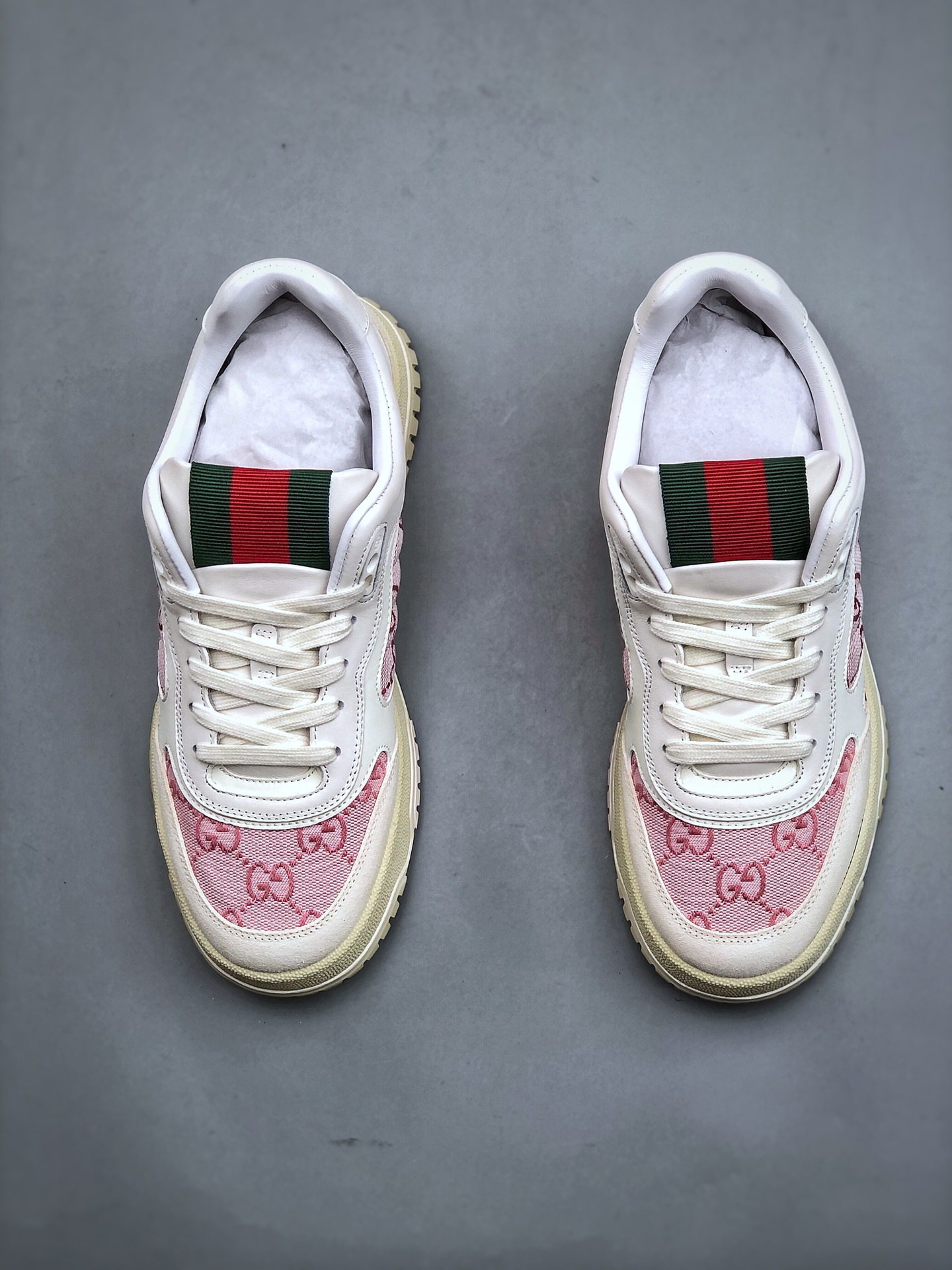 420 意大利奢侈品牌-古驰Gucci Re-Web Leather Sneakers 系列低帮小白板鞋