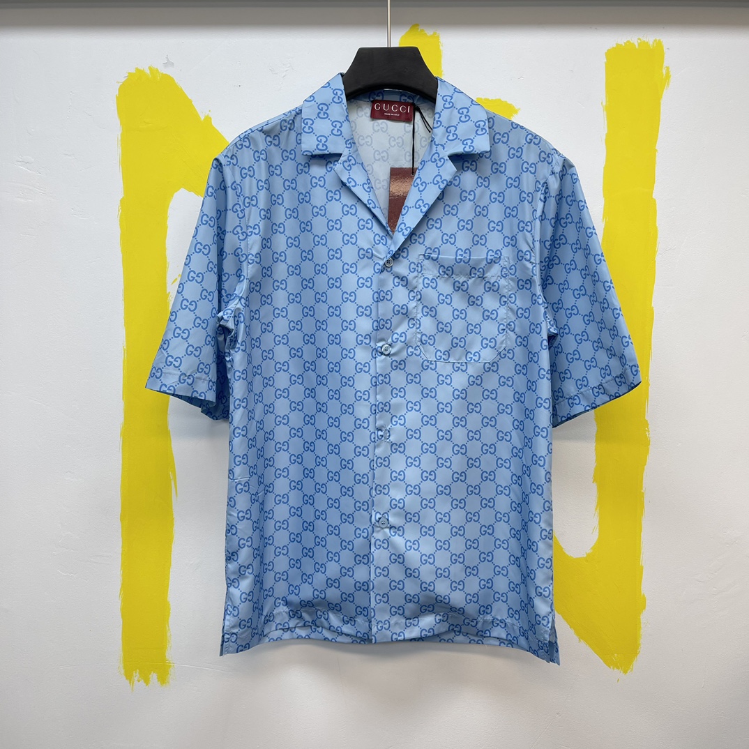 Gucci Clothing Shirts & Blouses Blue Printing Nylon Fall Collection