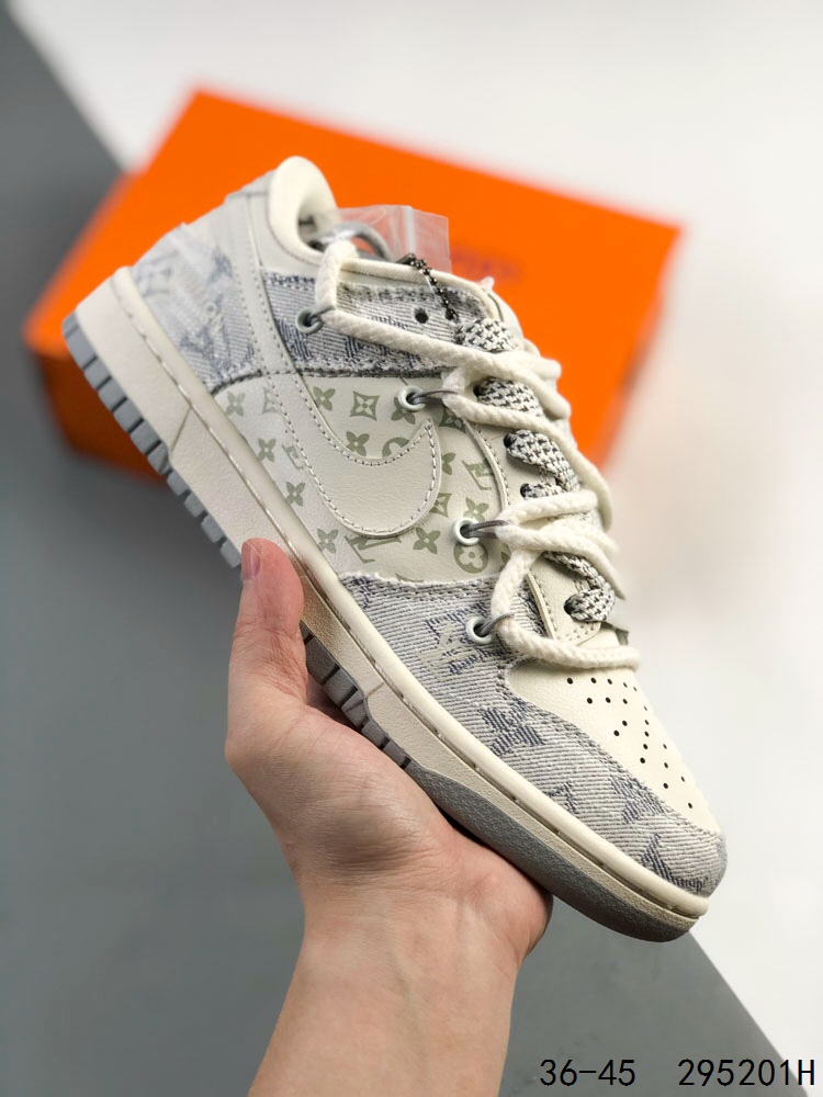 ️公司级真标带半码！NikeNike SB Dunk Low 绑绳绑带系列 LV联名 复古低帮休闲运动滑板板鞋。采用脚感柔软舒适ZoomAir气垫，有效吸收滑板等极限运动在落地时带来的冲击力，为1