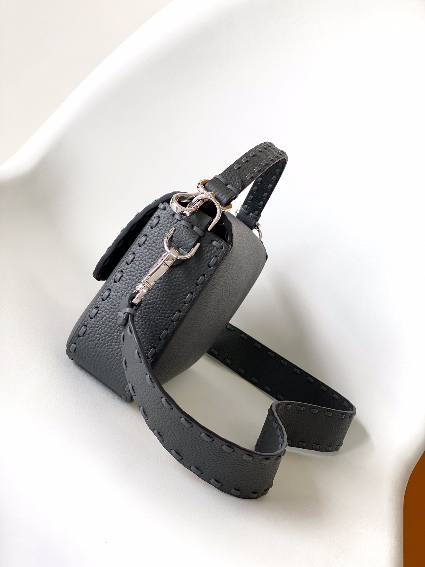 Fendi Baguette Medium Gray Leather Shoulder Bag, Classic Design 3 i1717654557 1881 2