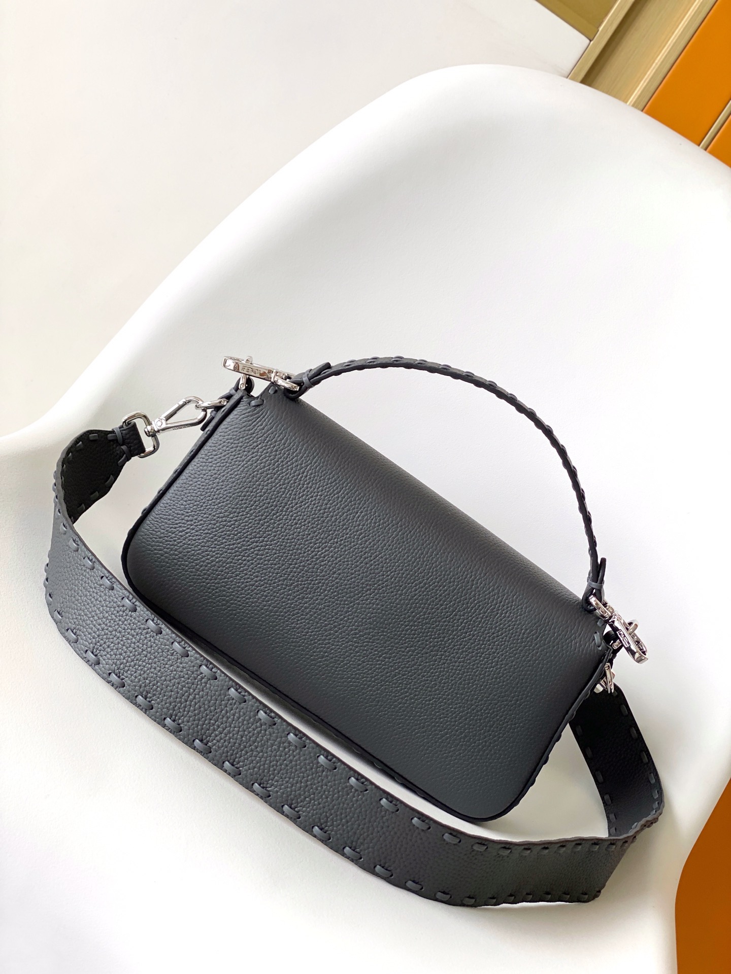 Fendi Baguette Medium Gray Leather Shoulder Bag, Classic Design 2 i1717654557 3856 1