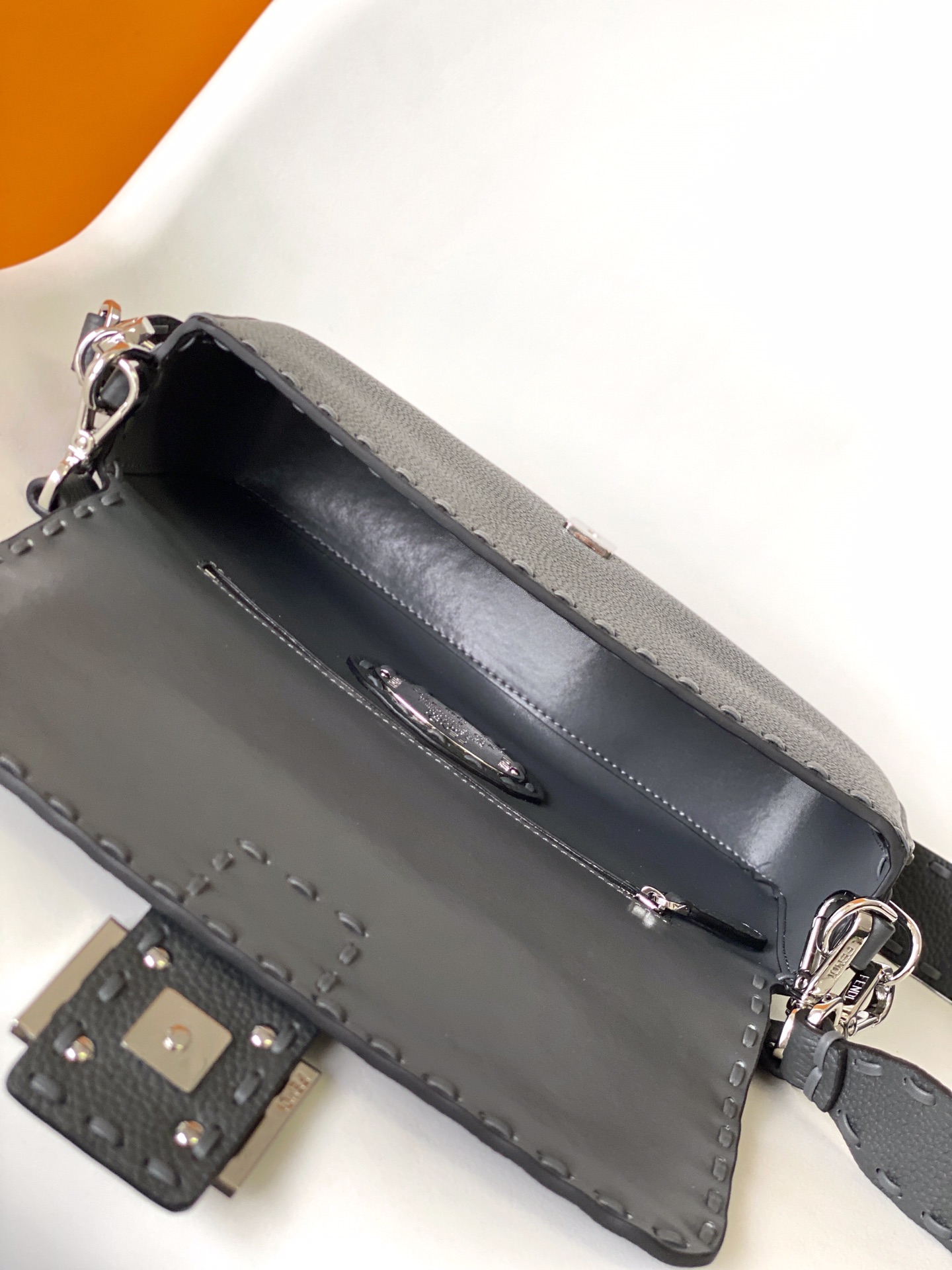 Fendi Baguette Medium Gray Leather Shoulder Bag, Classic Design 5 i1717654557 4771 4