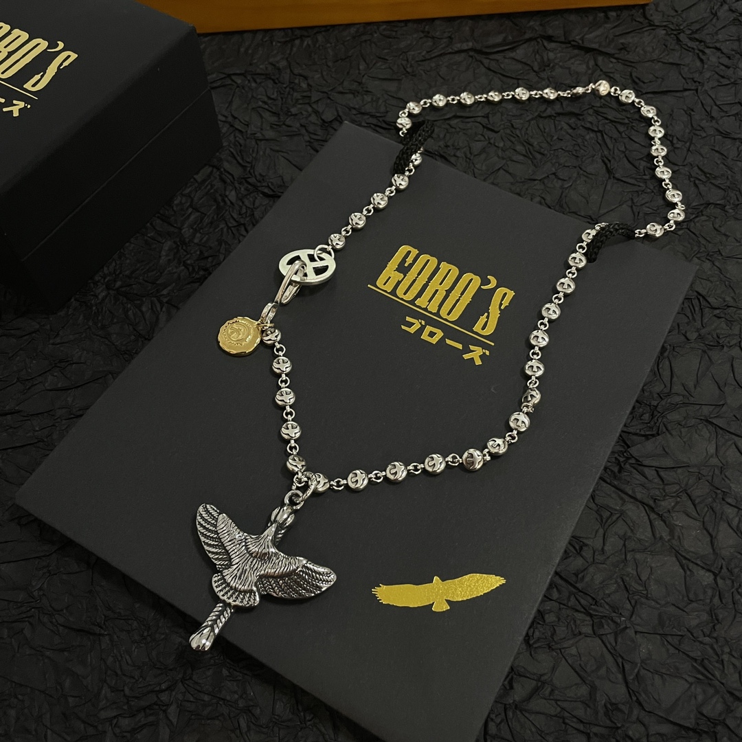 💰150    【新品上架】Goro’s高桥吾郎飞鹰吊坠 经典高桥项链  顶级版本 认准独家拍摄 主攻高端市场 绝对区别普通版本!图片产品细节与ZP一致!原版制作工艺 精工品质 纯手工打造 ~正品开模💝潮流时尚必备 男女均可佩戴 情侣款同款 摇滚朋克泰银风格 复古元素 潮流百搭 官网同款❤️