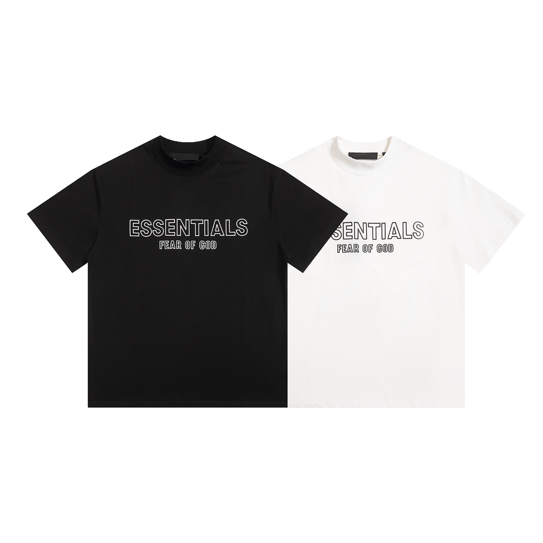 FEAR OF GOD ESSENTIALS镂空LOGO短袖T恤
款号：E2328# 
颜色：黑色  ...