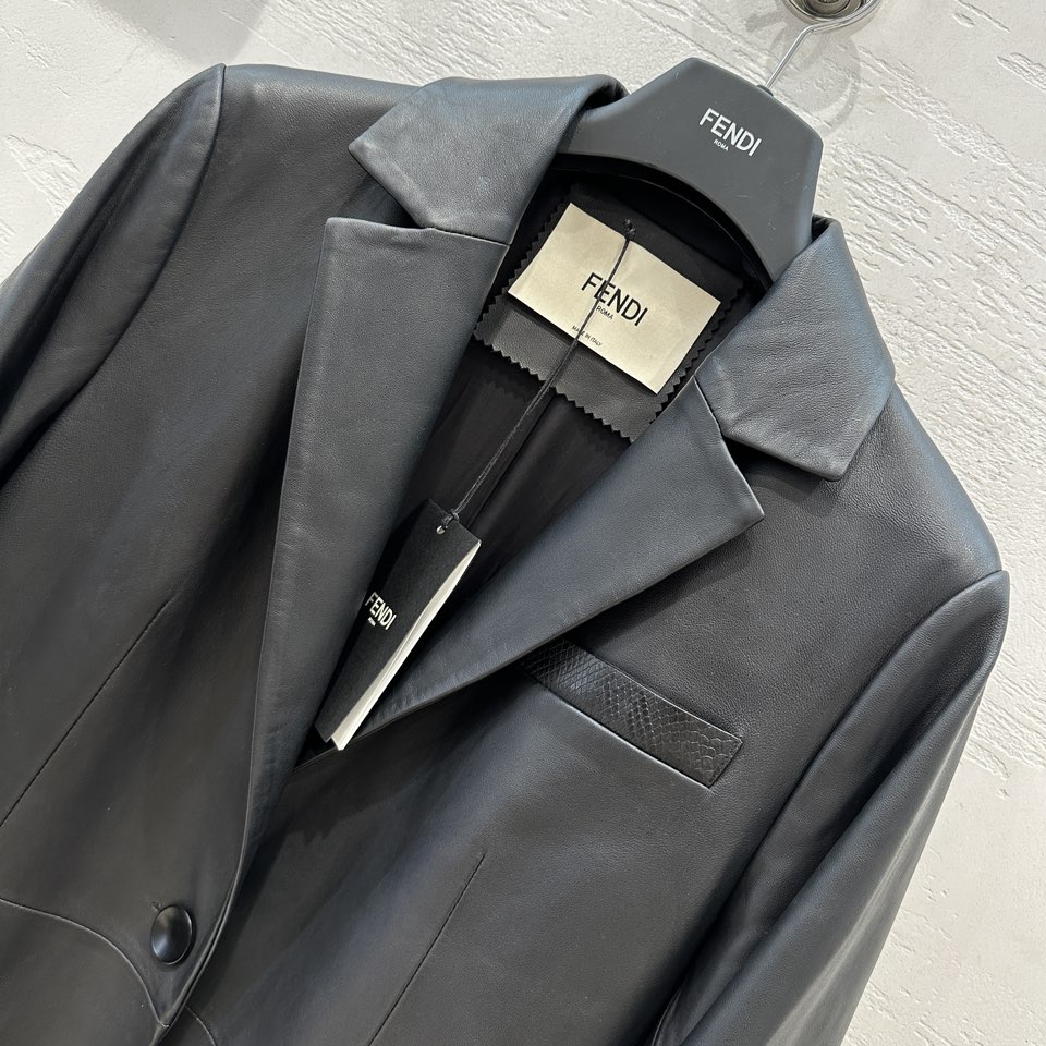 High-End Fend Suit: First-Hand, Top-Quality Lamb Skin, Stylish Collar, Perfect Details - 图片 2