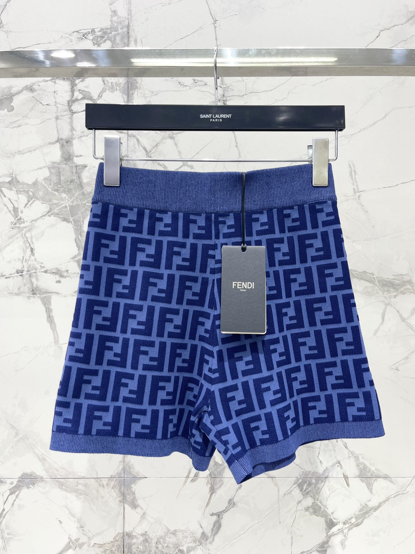 Fendi Abbigliamento Abiti da Donna Pantaloni Corti Gonne T-Shirt Canotta Blu Lavorazione a maglia Maniche corte