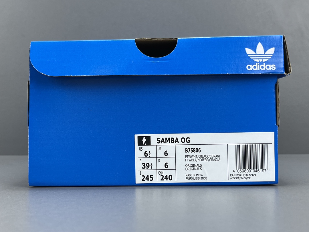 X版阿迪AdidasOriginalsSambaOG桑巴德训鞋货号B75806尺码:35.53636.5