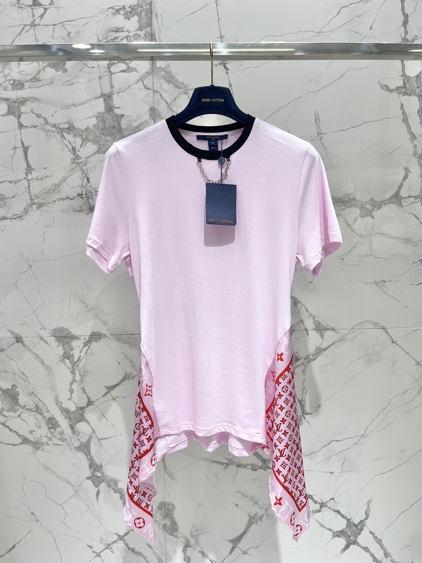 Louis Vuitton Kleding Jurk Zwart Roze Zilver Splijten Fashion Kettingen
