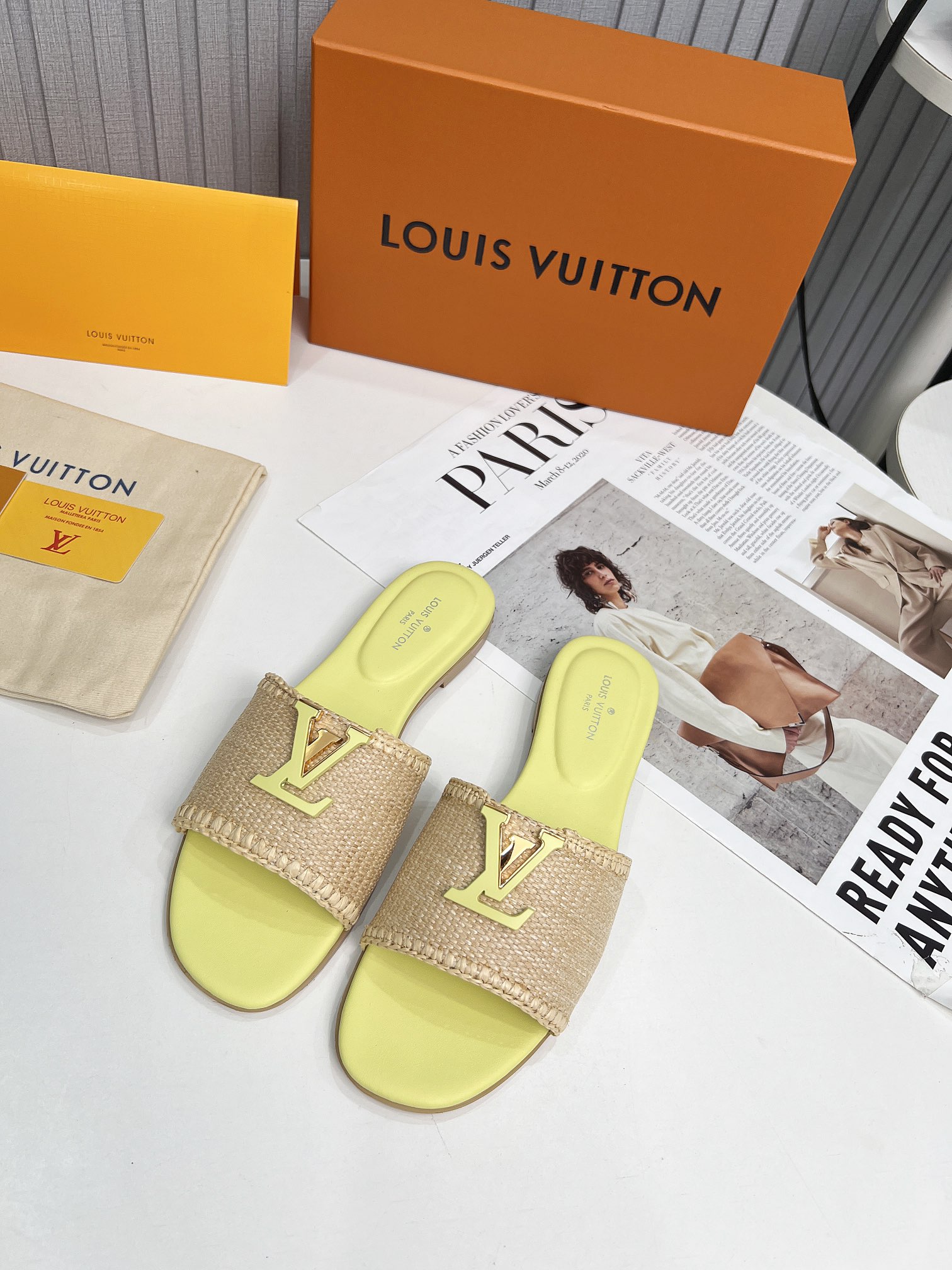 Louis Vuitton Nep
 Schoenen Pantoffels Weven Vrouwen Echt leer Raffia Rubber