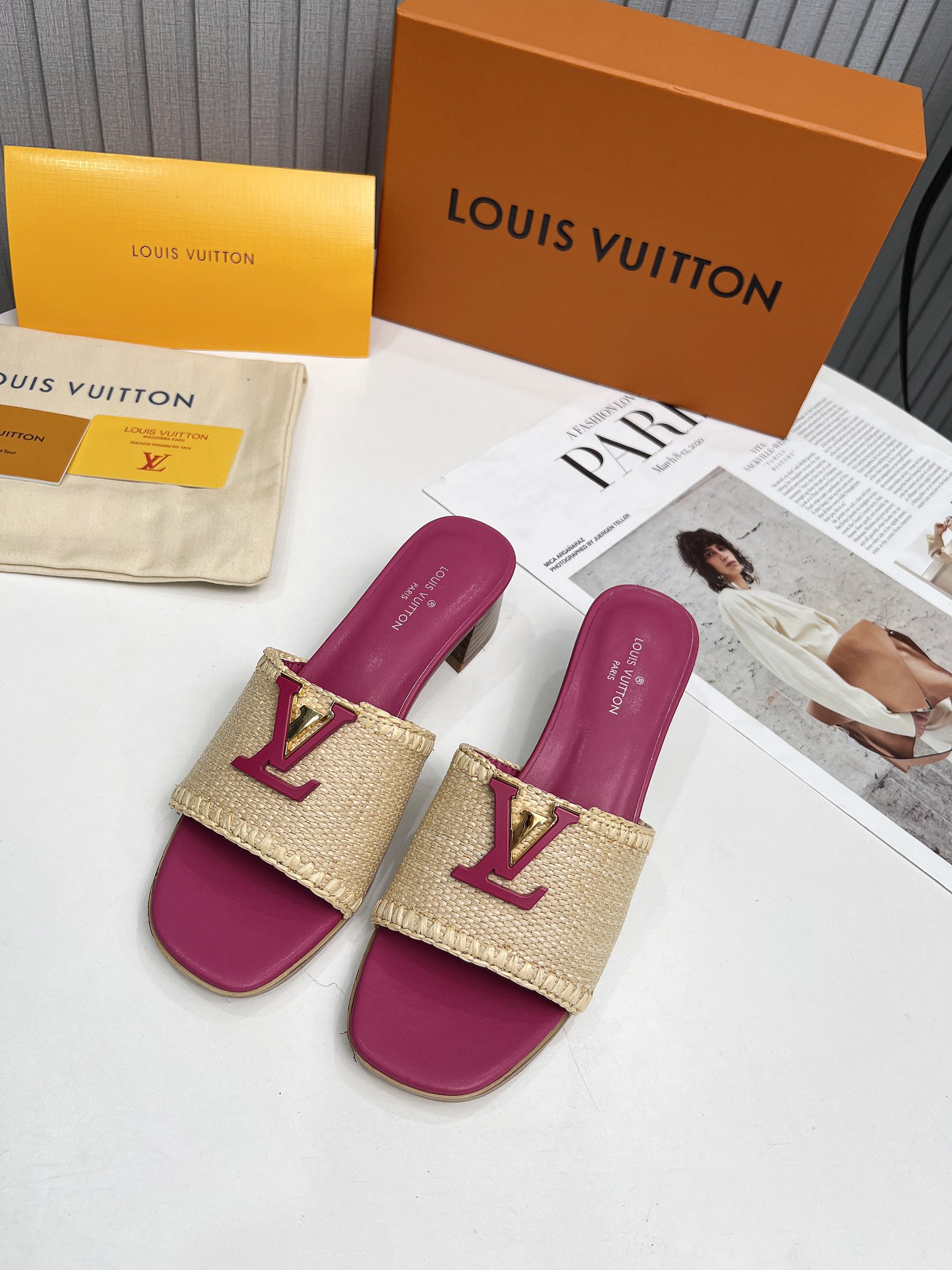 Louis Vuitton Hoog
 Schoenen Pantoffels Weven Vrouwen Echt leer Raffia Rubber