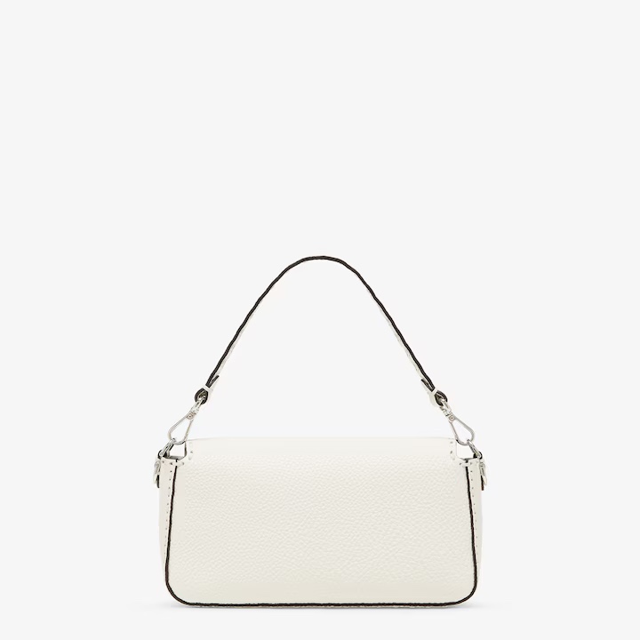 Fendi [Iconic Baguette Medium Handbag] Ice White Silver Buckle F2658 Official Show