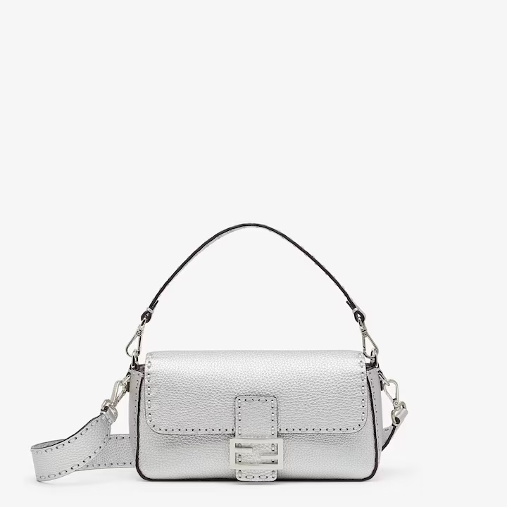 Fendi [Iconic Baguette Medium Handbag] Silver Baguette