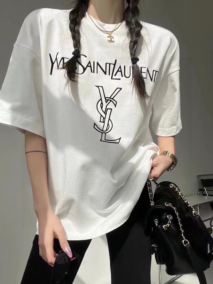 Yves Saint Laurent Moda
 Odzież T-Shirt Biały Praca otwarta Unisex Bawełna Krótki rękaw