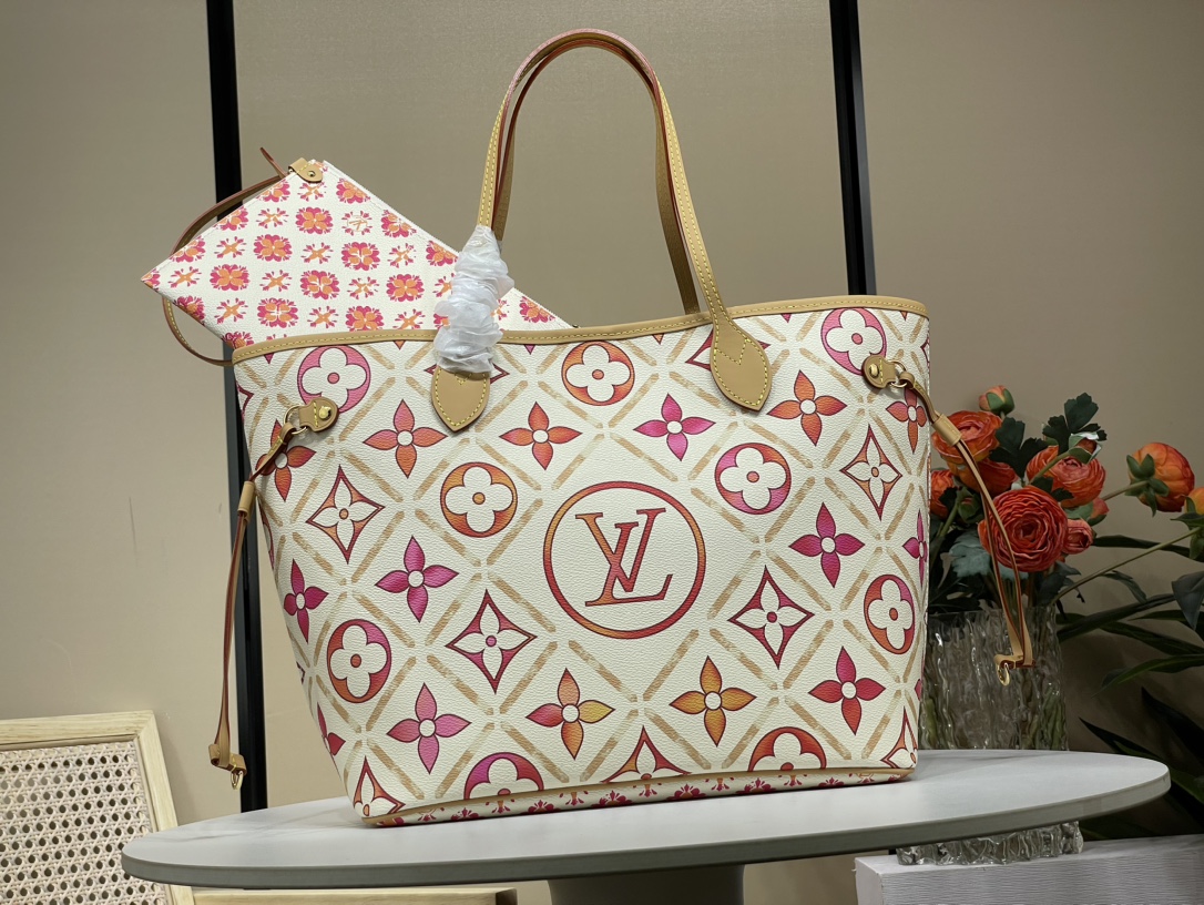 Louis Vuitton LV Neverfull Aaaaaa
 Tassen handtassen Tote Tas Rood Afdrukken Canvas Zomercollectie M11263