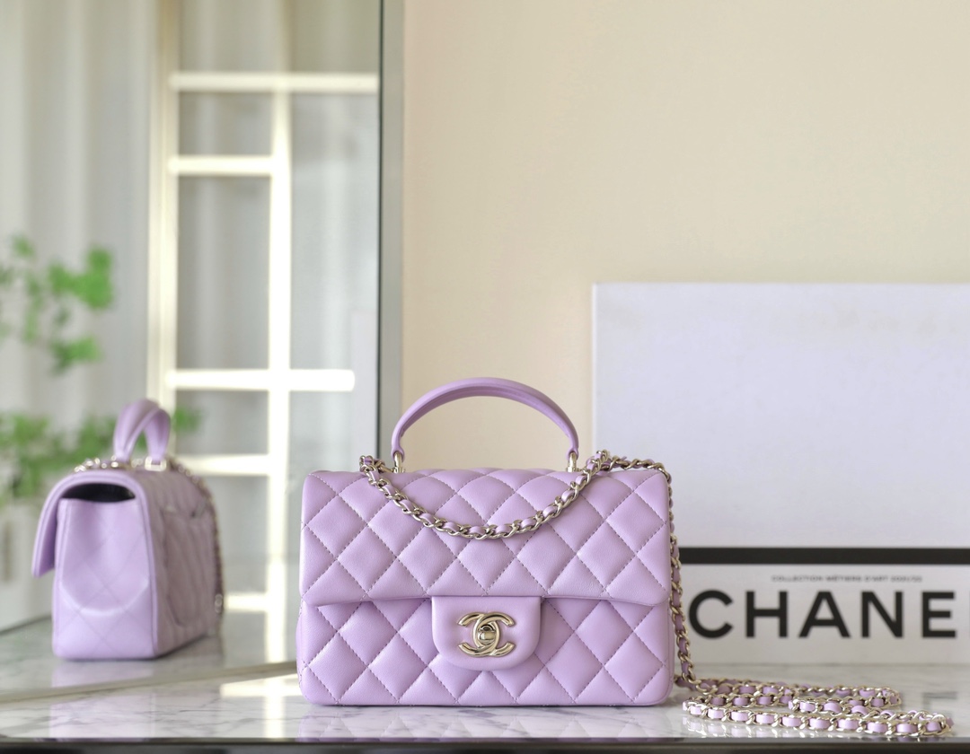 شانيل Chanel Classic Flap Bag AAA+
 حقيبة حقيبة يد حقيبة الكتف &حقيبة كروس بودي أرجواني كامل الصلب جلد الغنم