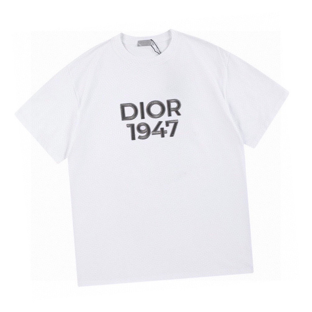 迪奥/Dior 夏季新款高端品质 经典1947图案字母饱满绣花圆领短袖T恤