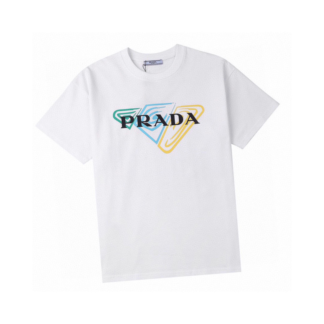 140 普拉达/Prada 夏季新款高端品质 经典字母三角logo圆领短袖T恤