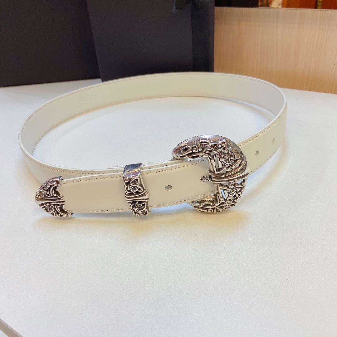 Purchase Order: Chrome Hearts Crocson Belt, S925 Pure Copper Platinum Semen, 3.0 cm Width - 图片 1