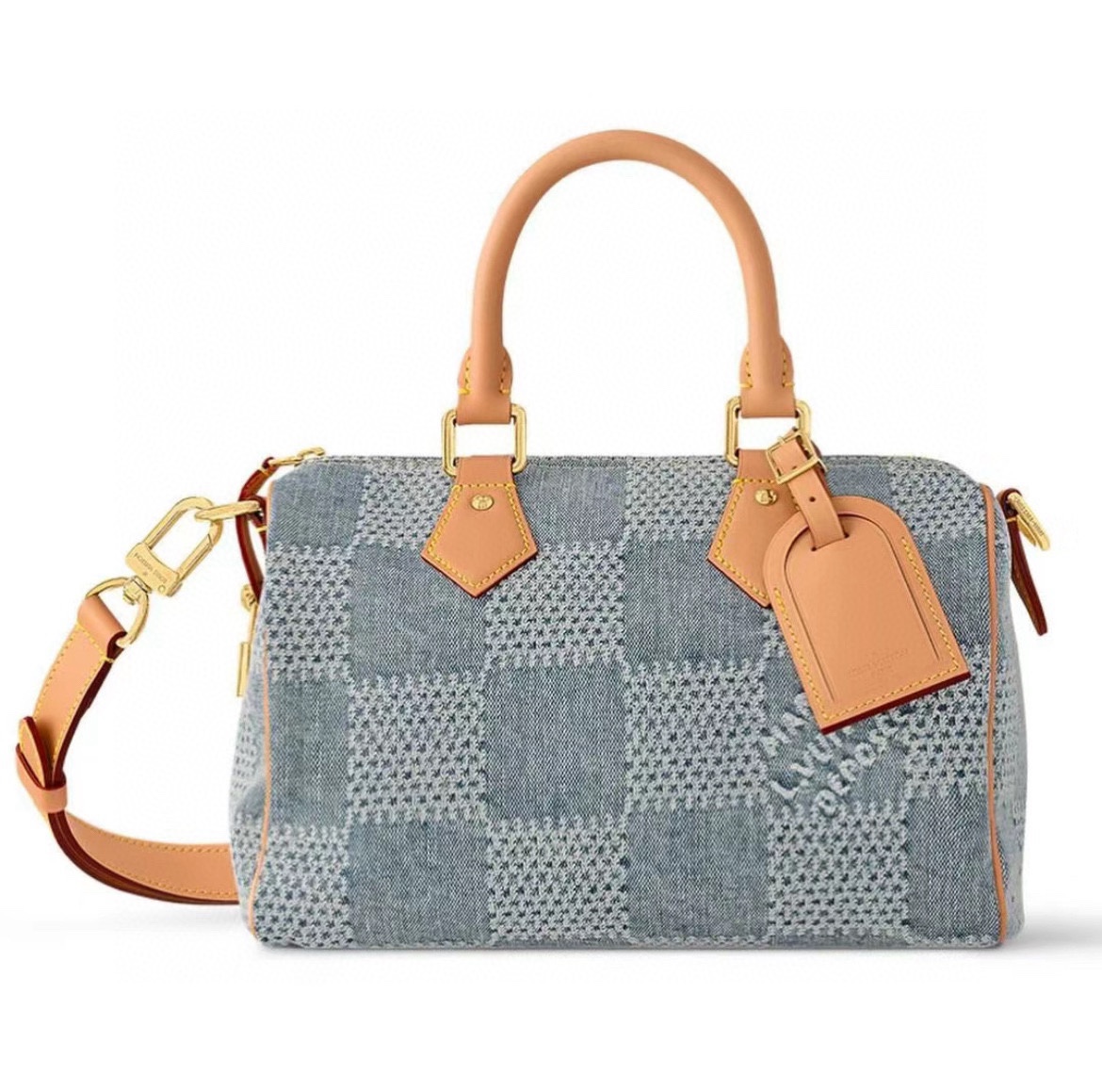 Louis Vuitton Speedy 25 HandbagN40700 Blue (Plaid Denim) Upgraded Version Official Show