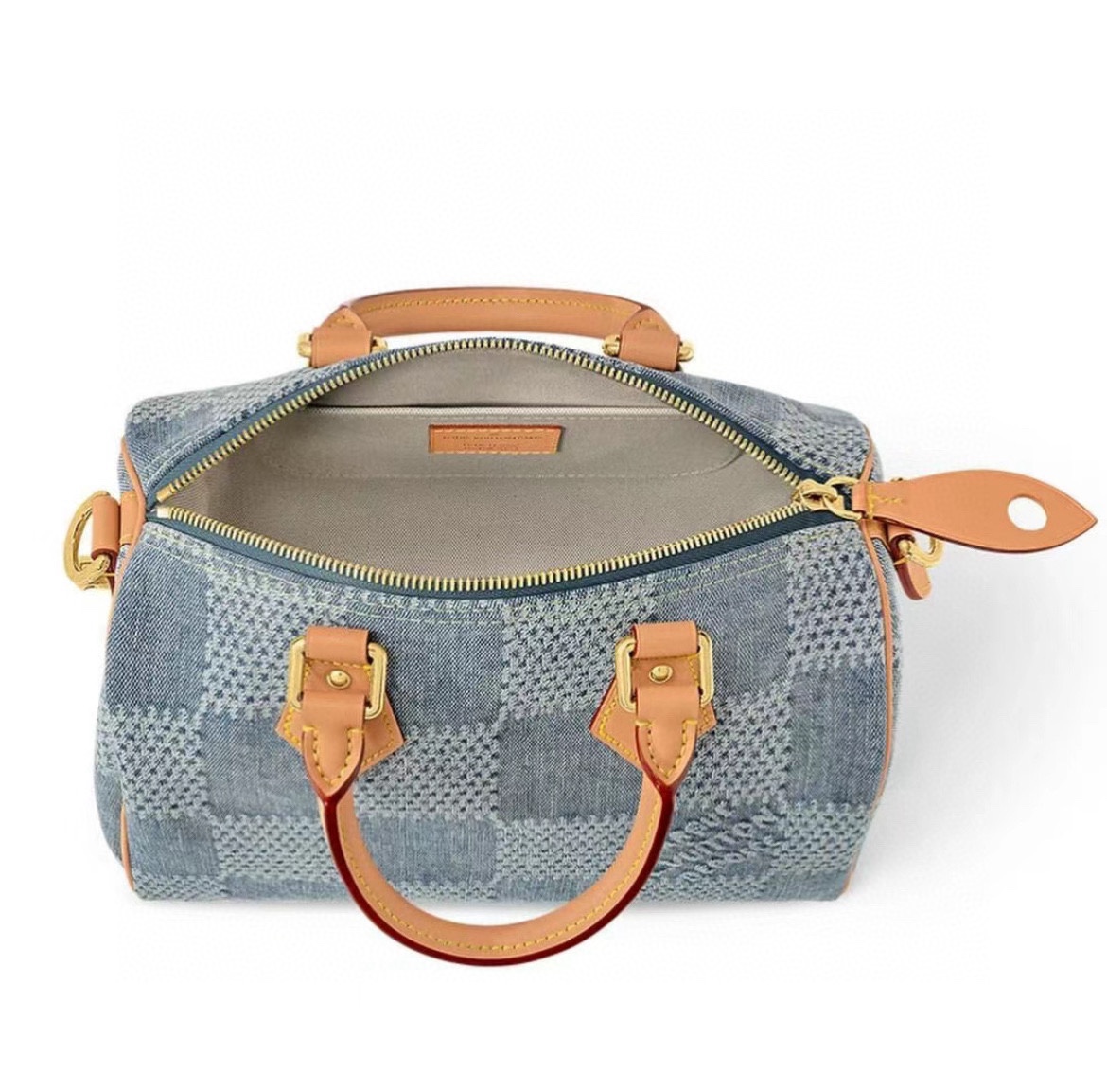 Louis Vuitton Speedy 25 HandbagN40700 Blue (Plaid Denim) Upgraded Version Official Show