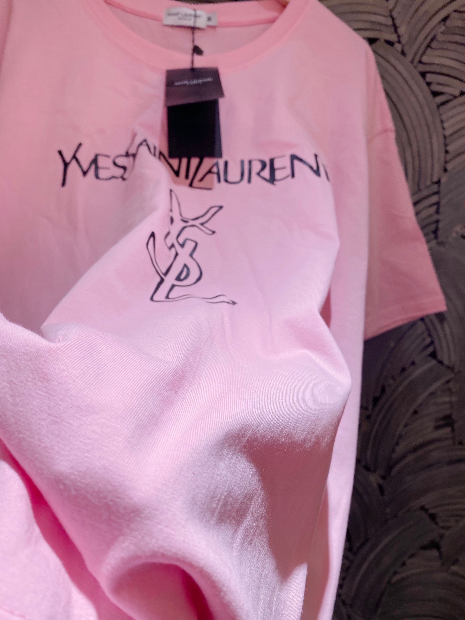 Yves Saint Laurent Odzież T-Shirt Różowy Unisex Bawełna Krótki rękaw