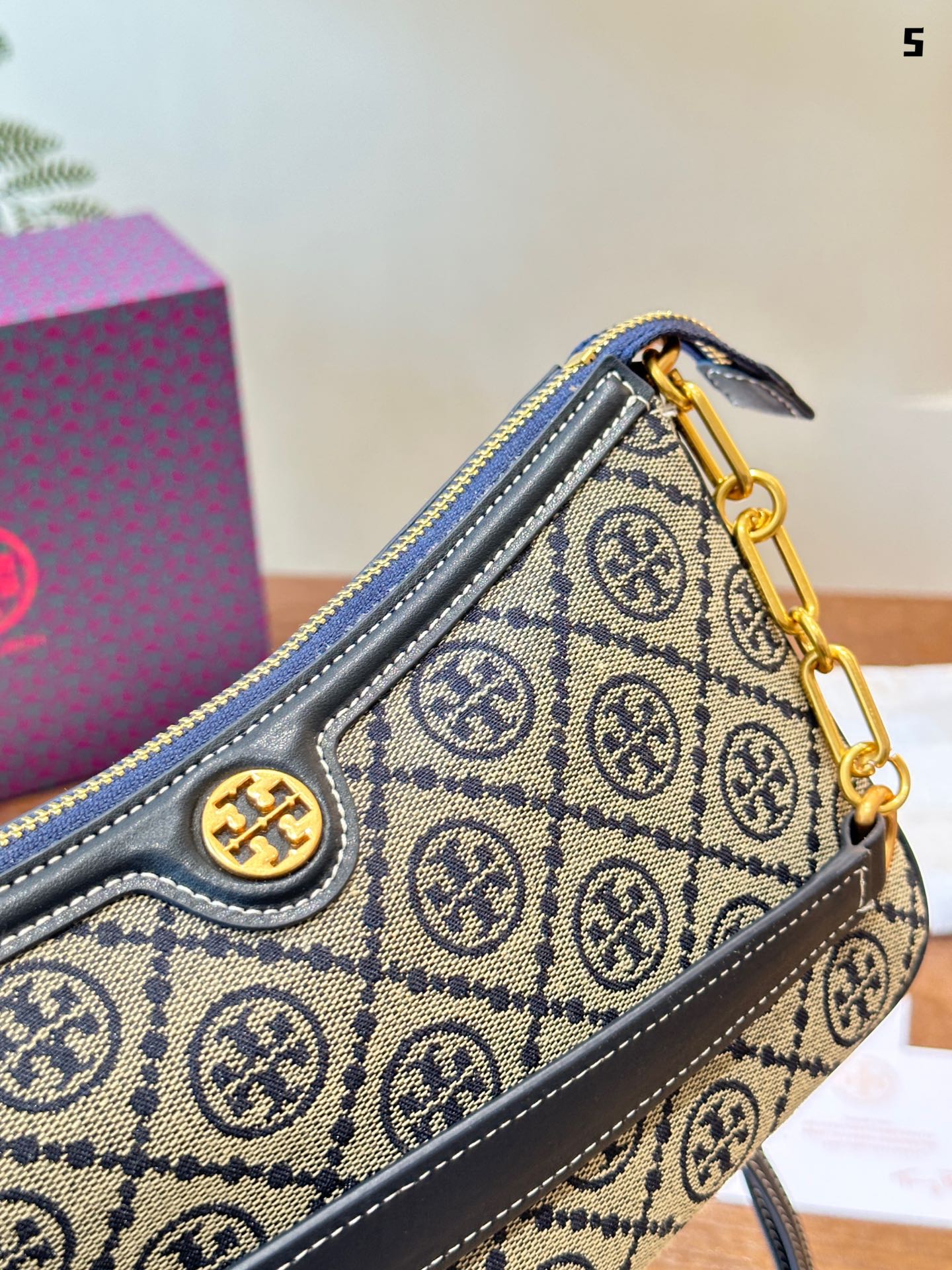 Tory Burch Monogram Zip Shoulder Bag
