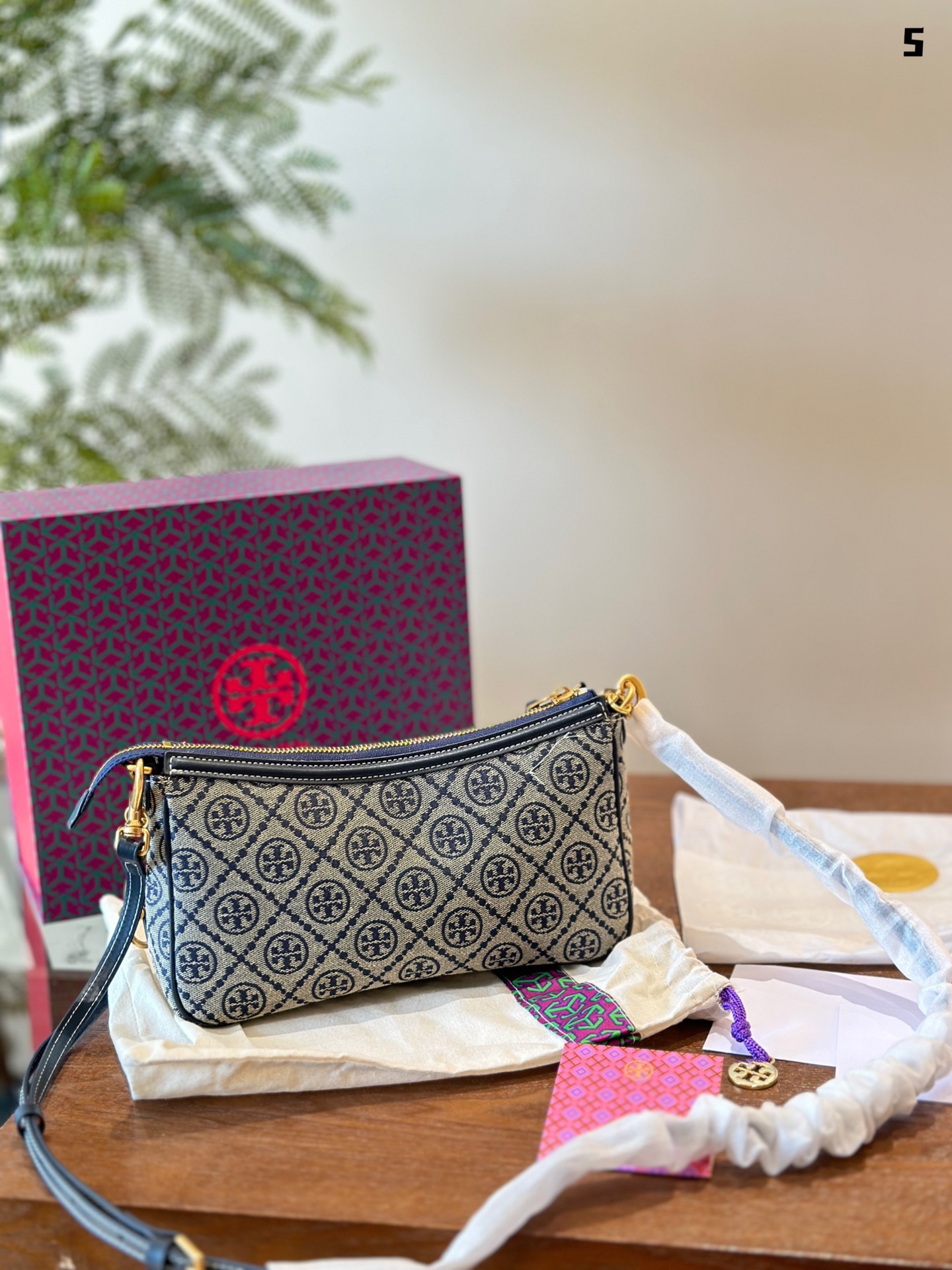 Tory Burch Monogram Zip Shoulder Bag