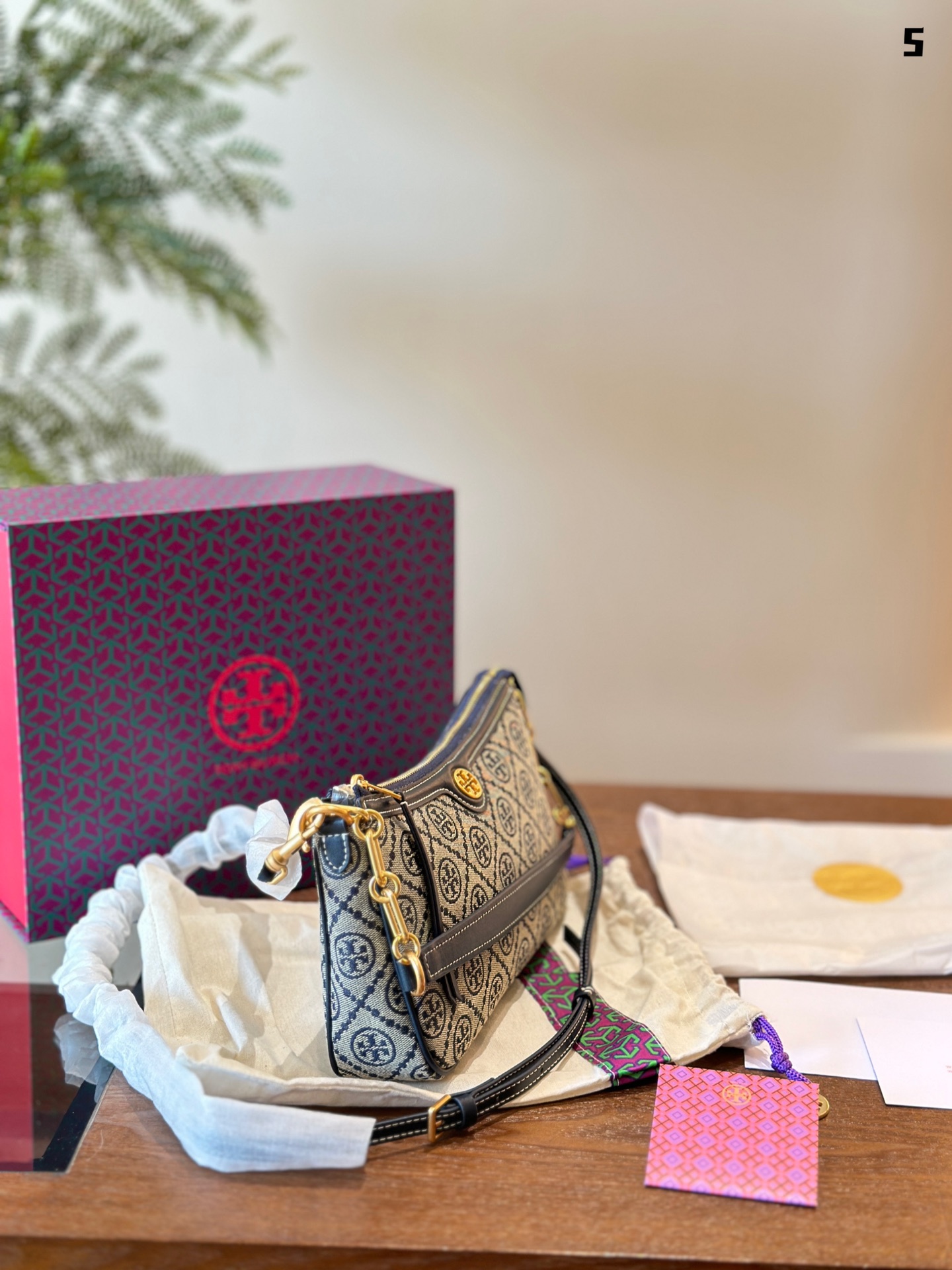 Tory Burch Monogram Zip Shoulder Bag