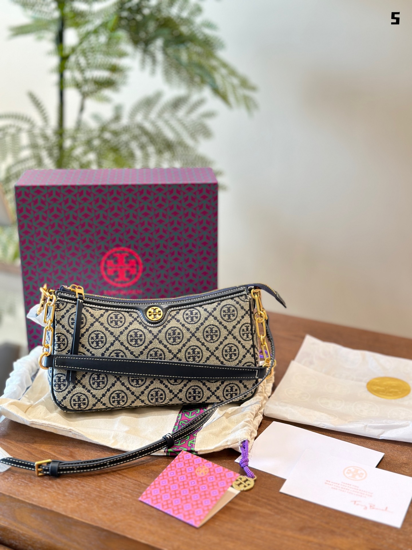 Tory Burch Monogram Zip Shoulder Bag