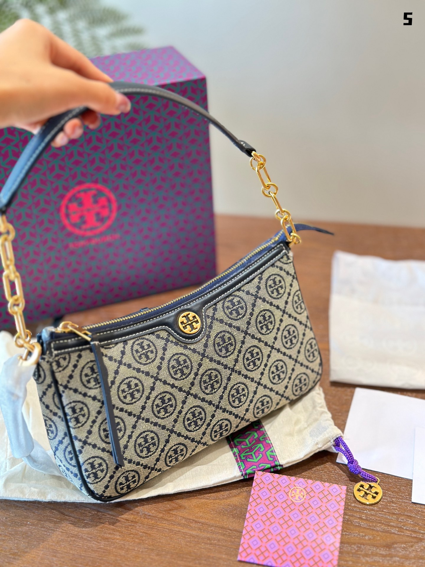 Tory Burch Monogram Zip Shoulder Bag