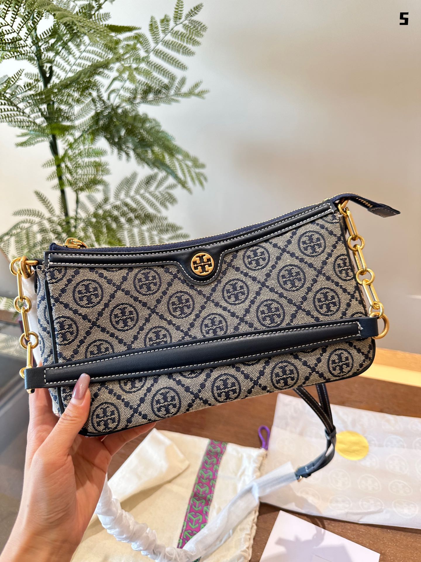 Tory Burch Monogram Zip Shoulder Bag