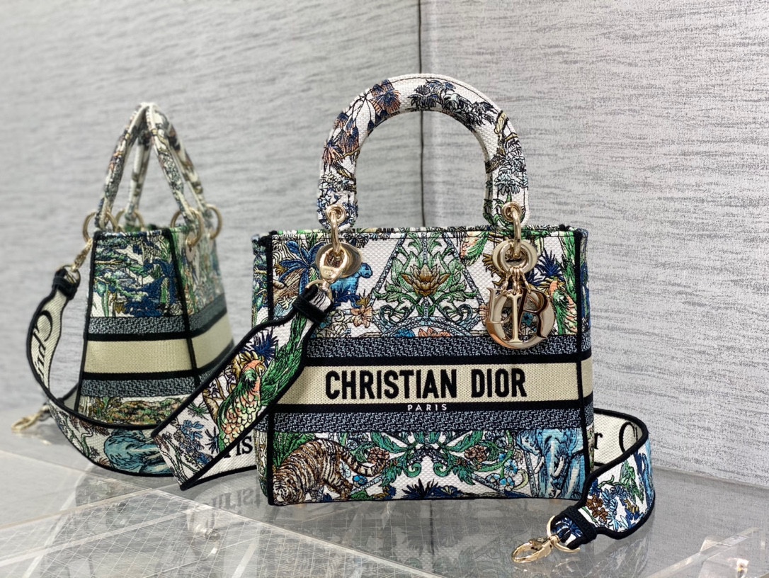 Dior Lady Taschen Handtaschen Umhängetaschen  & Schultertaschen Grün Stickerei Fashion