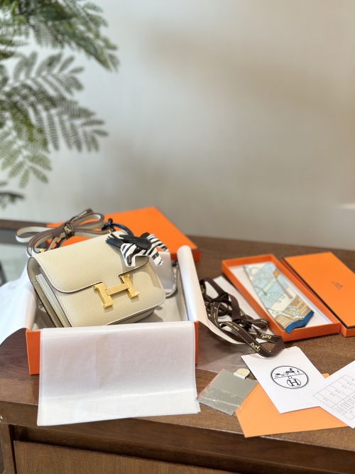 Elegant Epsom Leather KangKang Bag with Scarf & Horse Charm - 19cm 1 Elegant Epsom Leather KangKang Bag with Scarf & Horse Charm - 19cm