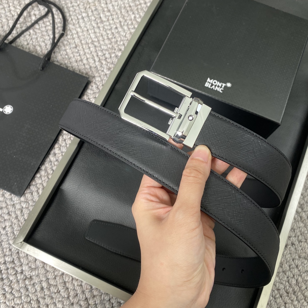 High-Quality Men’s Leather Belts by MontBlanc and Marlion Italy, Authentic Original Factory Leather.