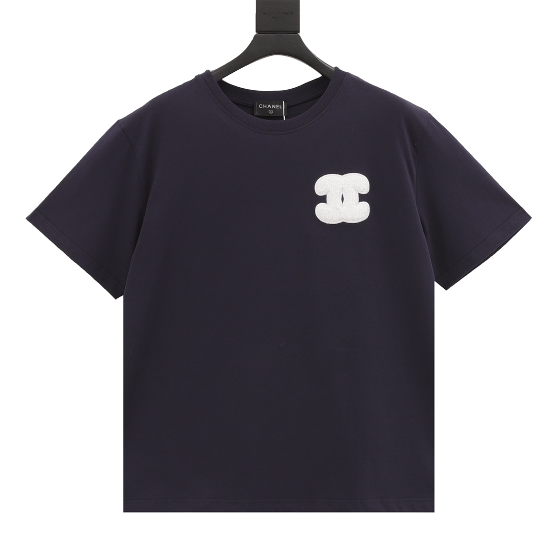 Chanel / Chanel Camiseta de manga corta unisex con logo de doble CC en relieve, el clásico logo de doble CC d…