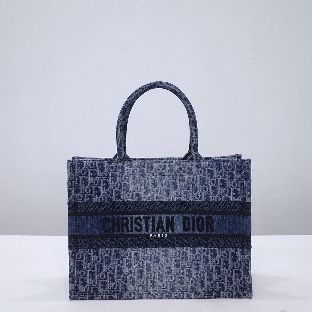 Dior Book Tote Replicas
 Handbags Tote Bags Counter Quality
 Blue Denim Oblique