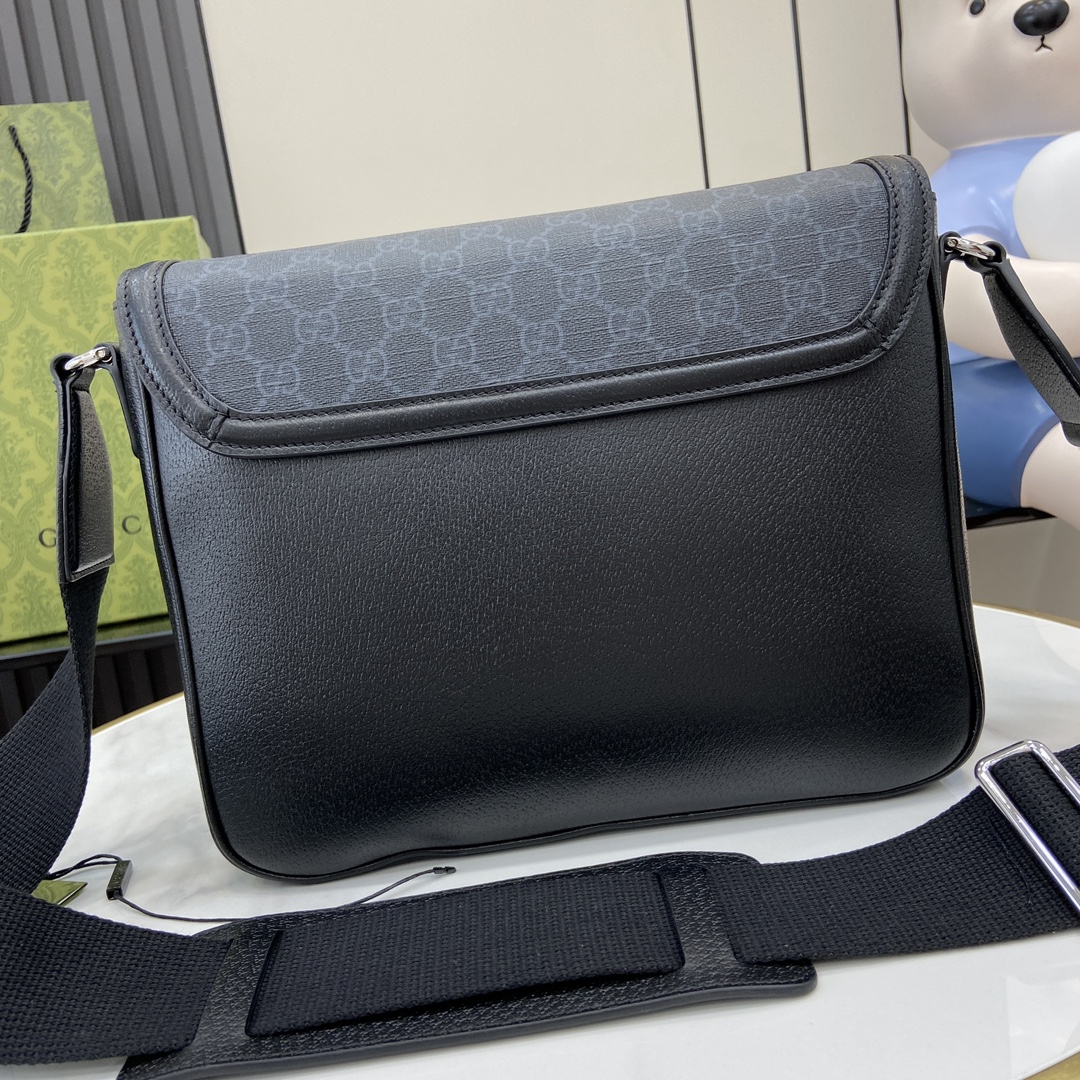 Gucci Supreme Canvas Messenger Bag, Black Leather Trim, Adjustable Strap 4 i1718720311 5130 2