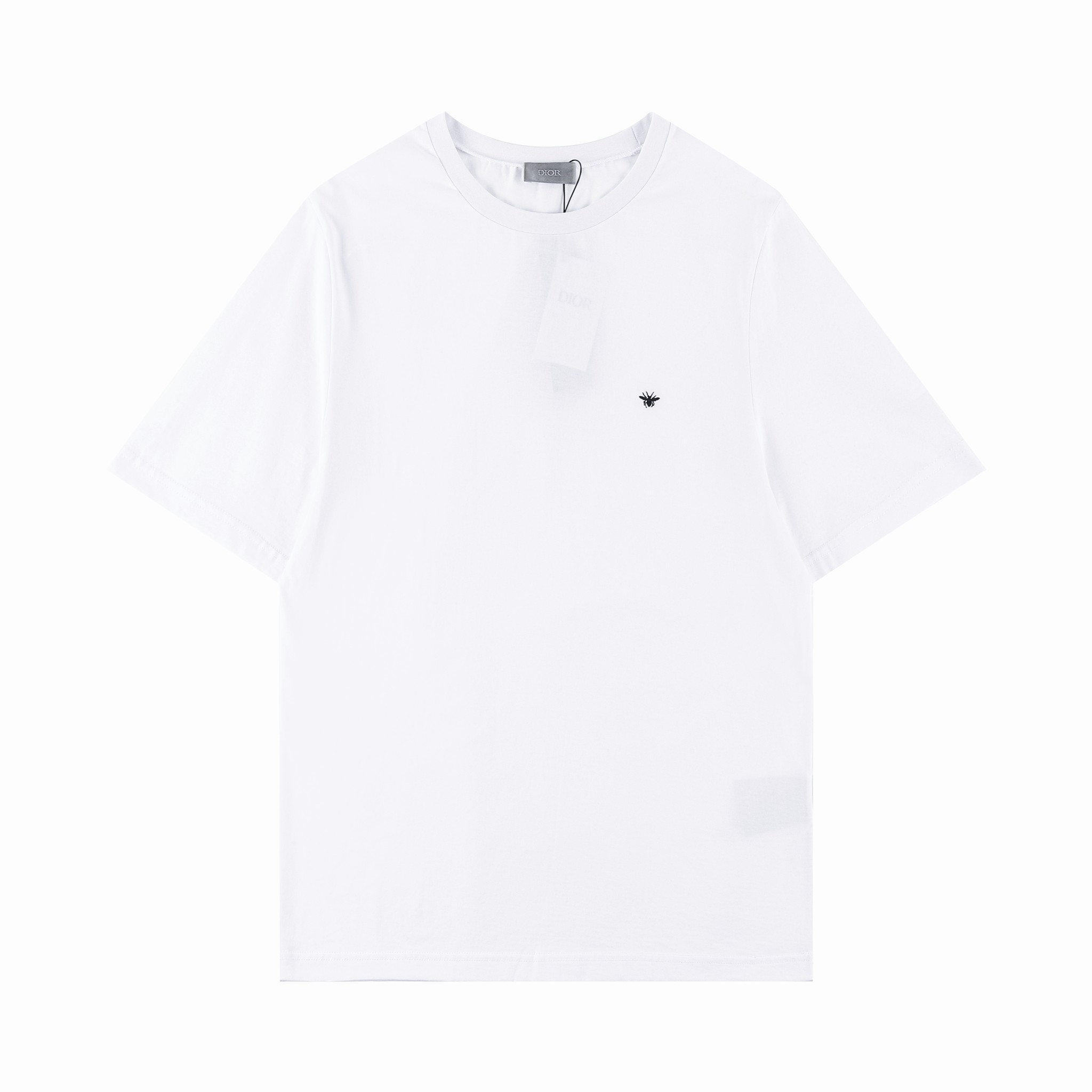 Dior Vêtements T-Shirt Noir Blanc Broderie de fleurs Unisexe Coton Collection printemps – été Manches courtes