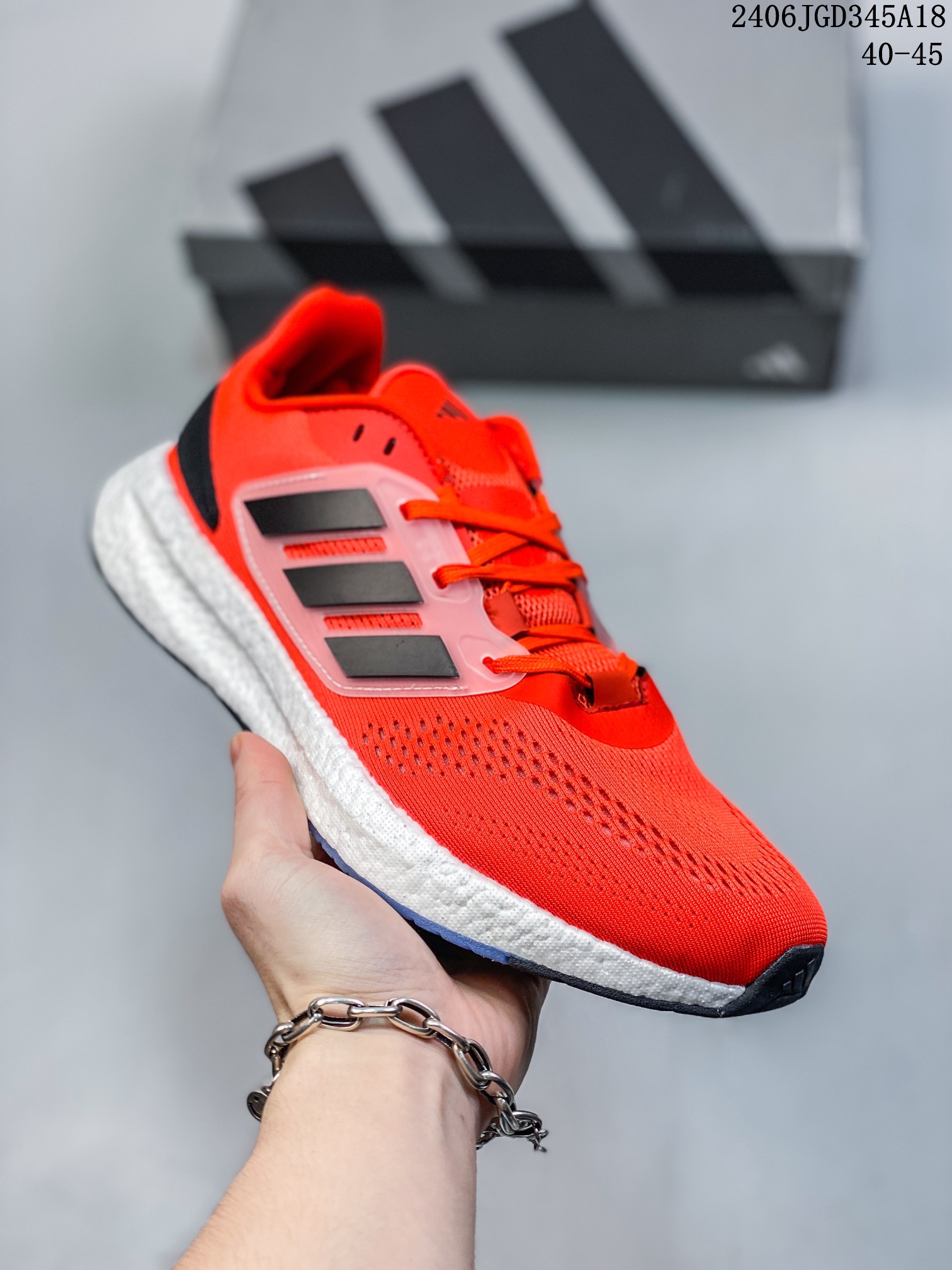 💰130
ID:xnm
公司级✅阿迪达斯Adidas PureBOOST 22爆米花缓震中底跑步鞋。鞋面以织编材质为基底，后及跟脚趾处融全入新设计，通过格网印刷支将撑材料于附鞋面上，既保证支了撑性，又赋予球出鞋众的透气性和炫外酷观 
货号：GY4706
尺码：40-45