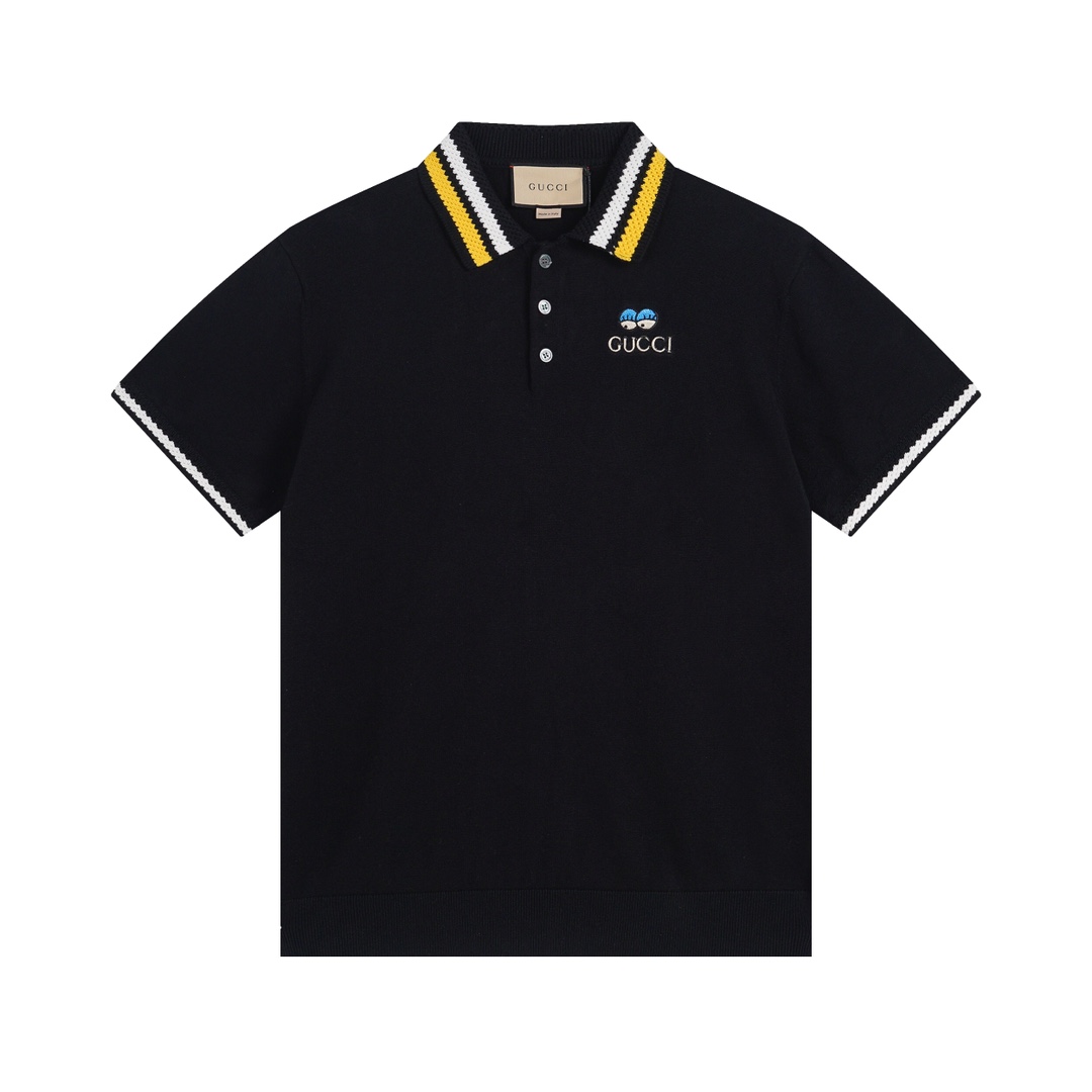 Versión correcta de alta calidad G 2024ss polo de punto con bordado de ojos en el bolsillo. El diseño creativo de la ar…