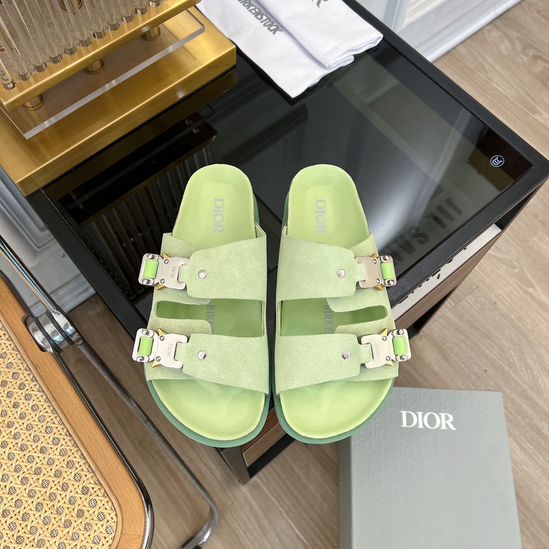 Dior Mules Schuhe Sandalen Badelatschen Grau Unisex Kalbsleder Rindsleder Frost Kautschuk Frühling/Sommer Kollektion Oblique Lässig