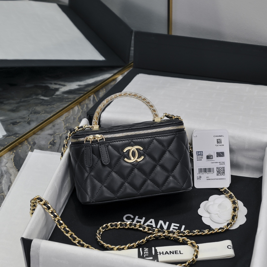 Chanel Bolsos de cosméticos Negro Oro Resina Colección primavera – verano