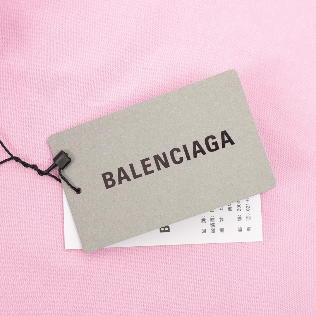 balenciaga巴黎世家 胸前字母刺绣破烂短袖