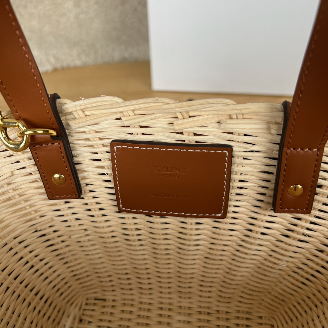 TEEN COUFFIN植物材料和天然牛皮革手袋，32 X 14X7厘米 植物材料，天然牛皮革包边无衬里