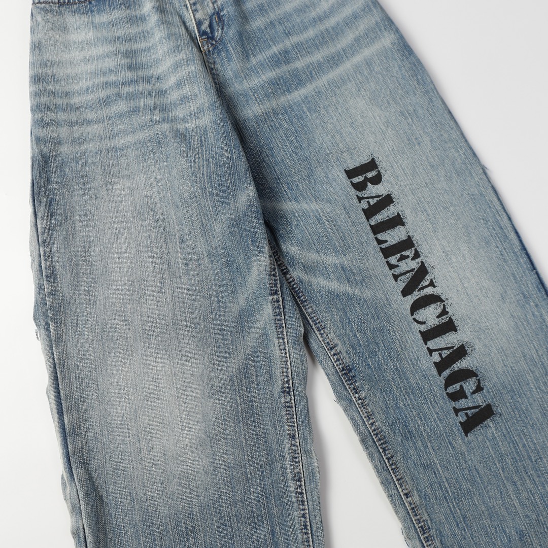 Balenciaga Paris Cowboy Fabric Clothing: Top-Class Gray Cotton with Old Shrub Wash. - 图片 3