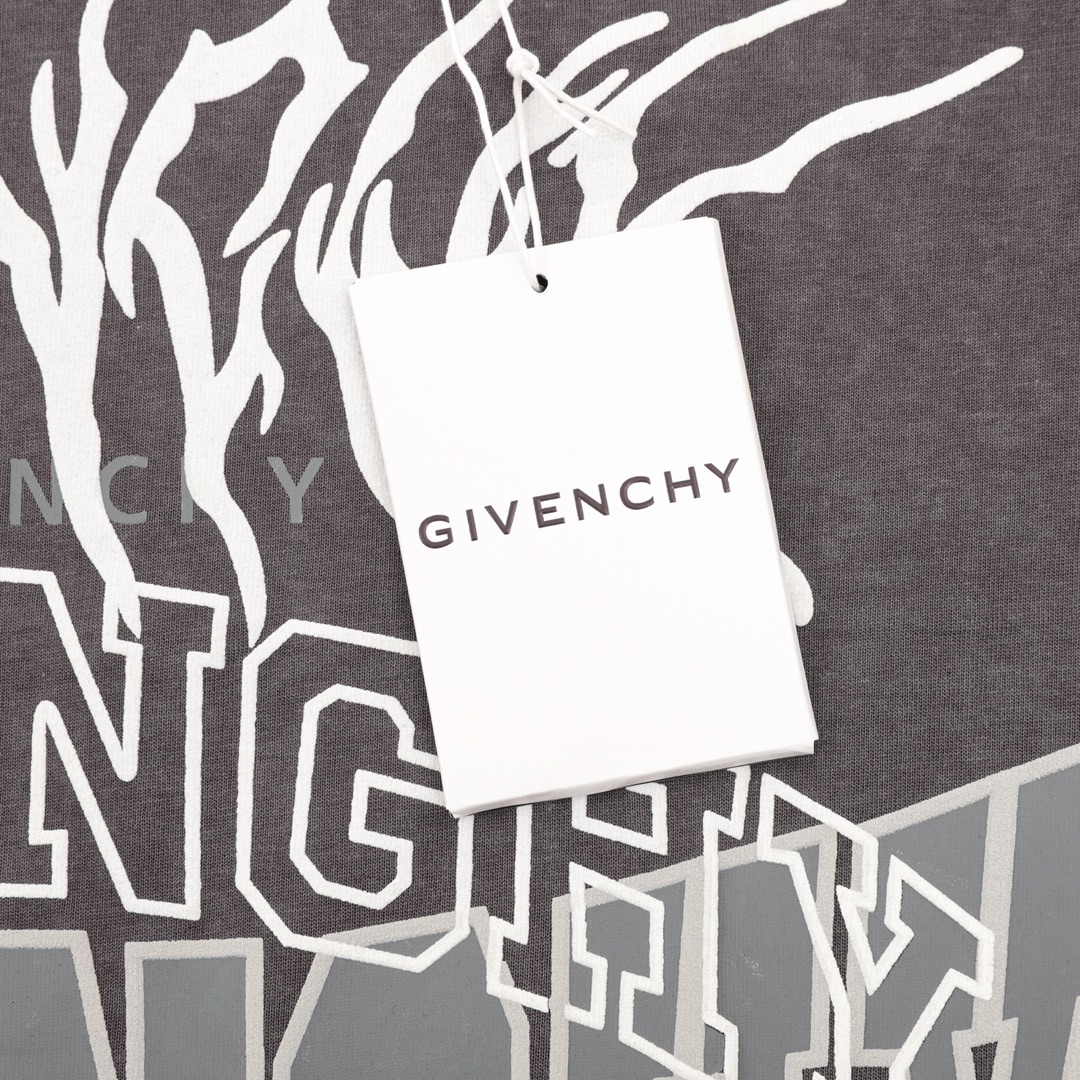 GIVENCHY/纪梵希 五角星元素深灰色情侣款短袖