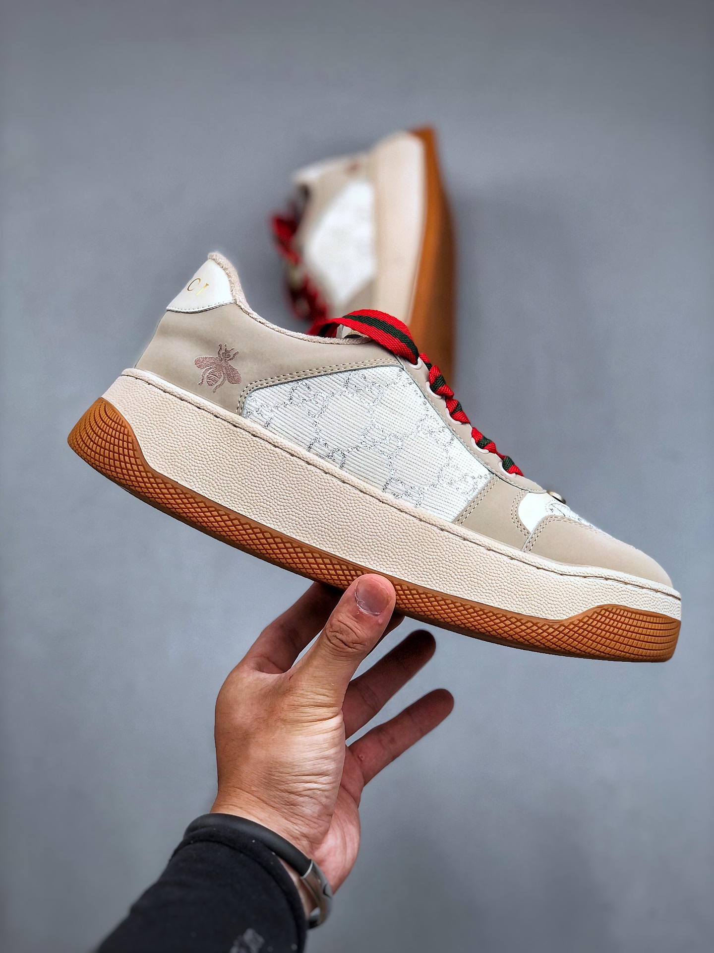 Gucci 轻奢单品 广东品质原厂 高奢古驰Gucci Screener GG High-Top Sneaker休闲潮鞋