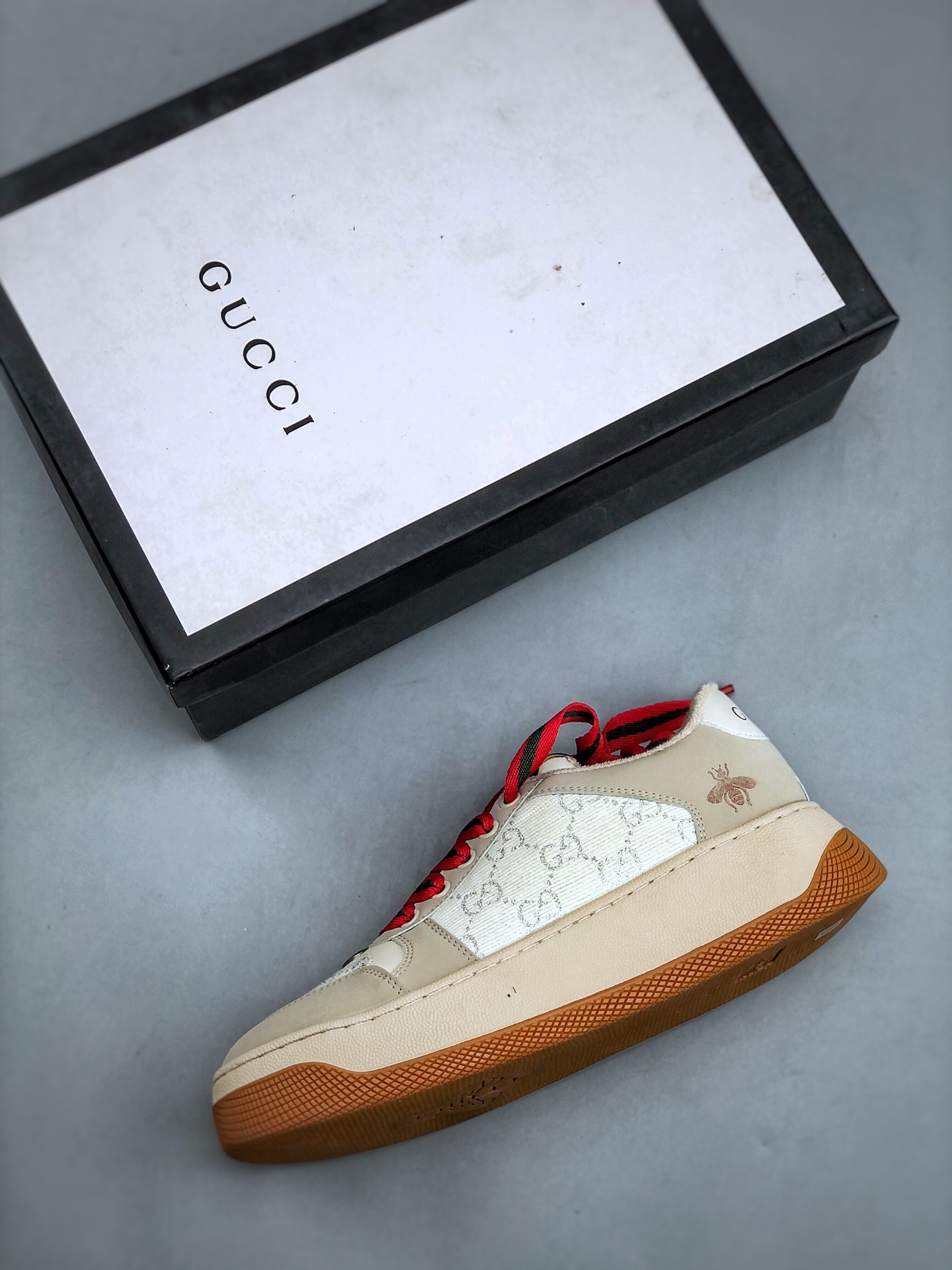 Gucci 轻奢单品 广东品质原厂 高奢古驰Gucci Screener GG High-Top Sneaker休闲潮鞋