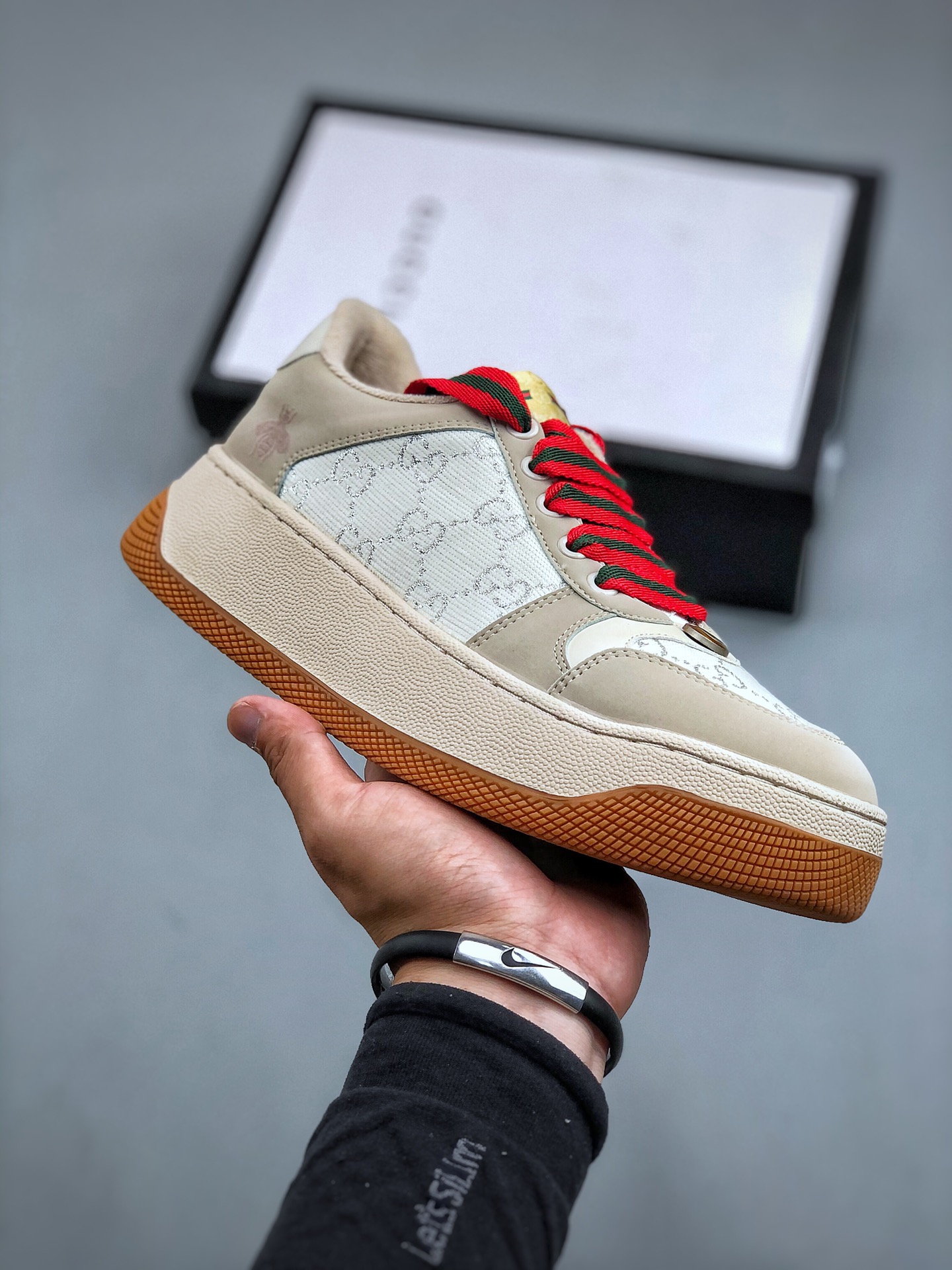 Gucci 轻奢单品 广东品质原厂 高奢古驰Gucci Screener GG High-Top Sneaker休闲潮鞋